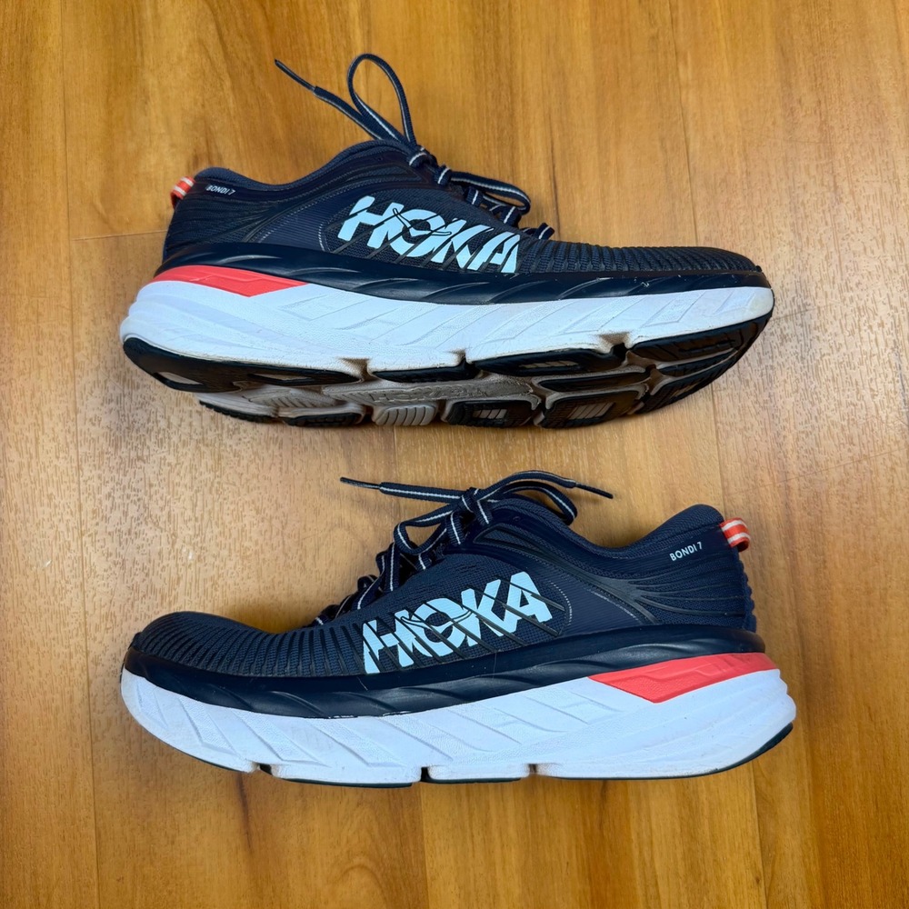 Hoka One One Bondi 7 Womens 6.5 Navy Blue Running Shoes 1110519 BIBBL - Picture 4 of 9